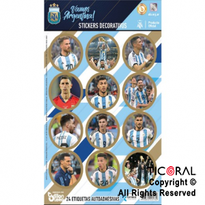 CAMPEONES DEL MUNDO STICKERS AUTOADHESIVOS X 24 UNIDADES